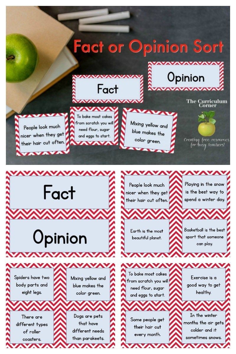 Fact Or Opinion Sorting Activity Free Literacy Center