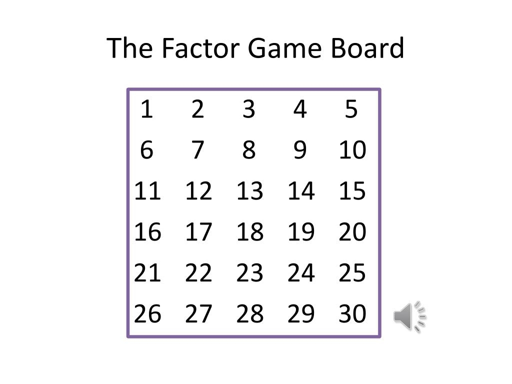 Factor Game Board Printable