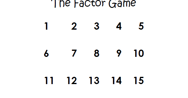 Factor Game Board Printable