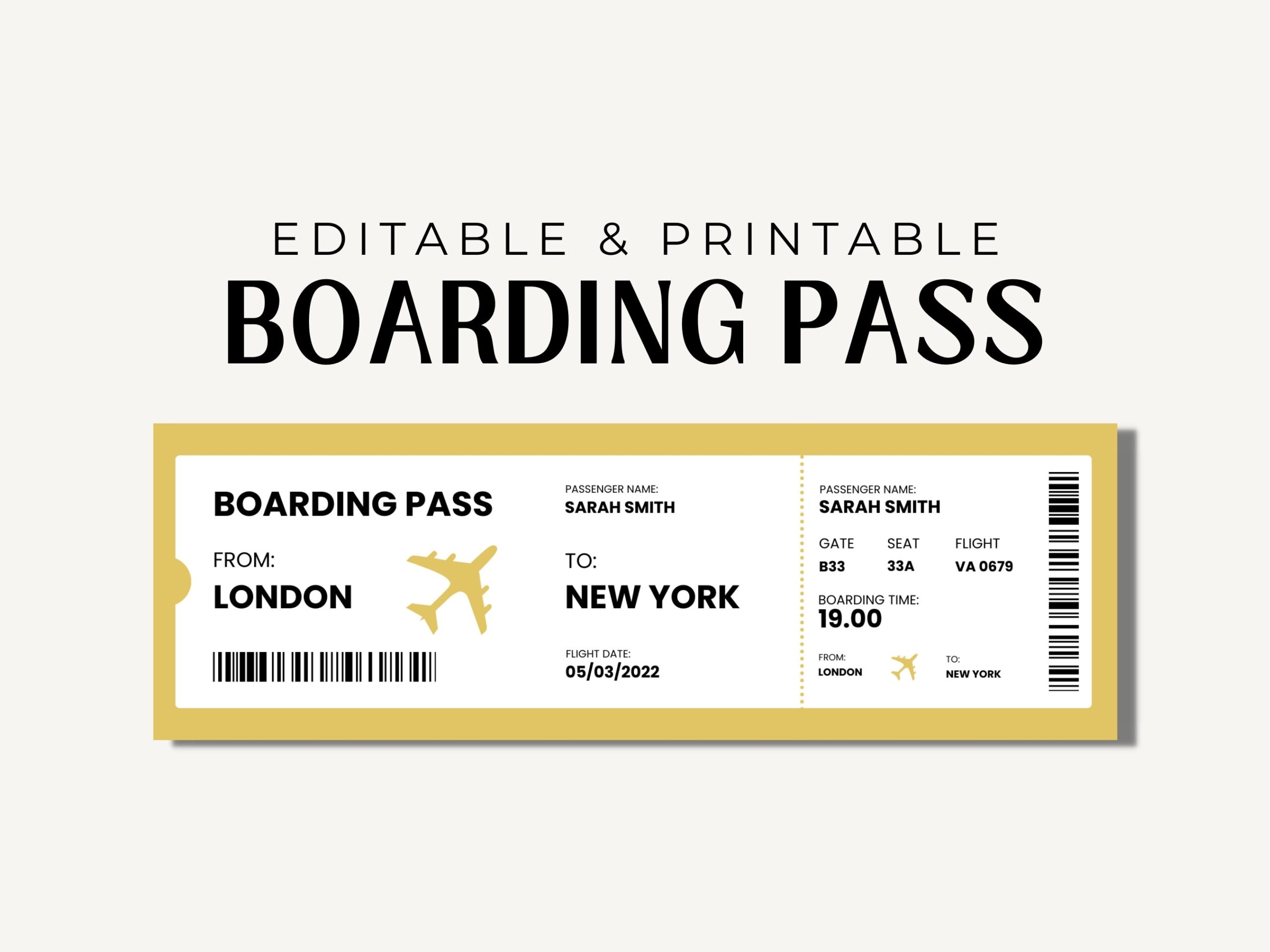 Fake Plane Ticket Template Plane Ticket Printable Template Plane 