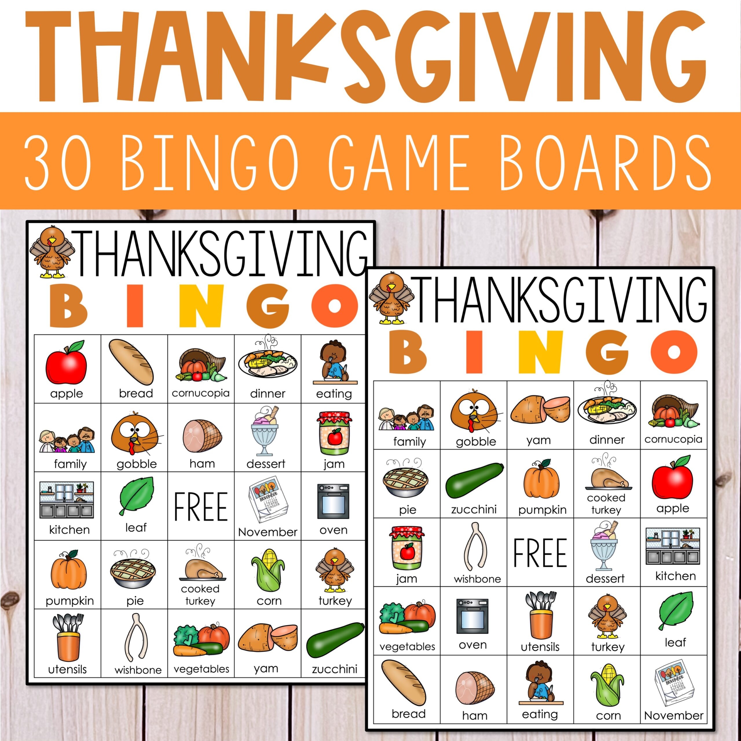free printable game thanksgiving bingo