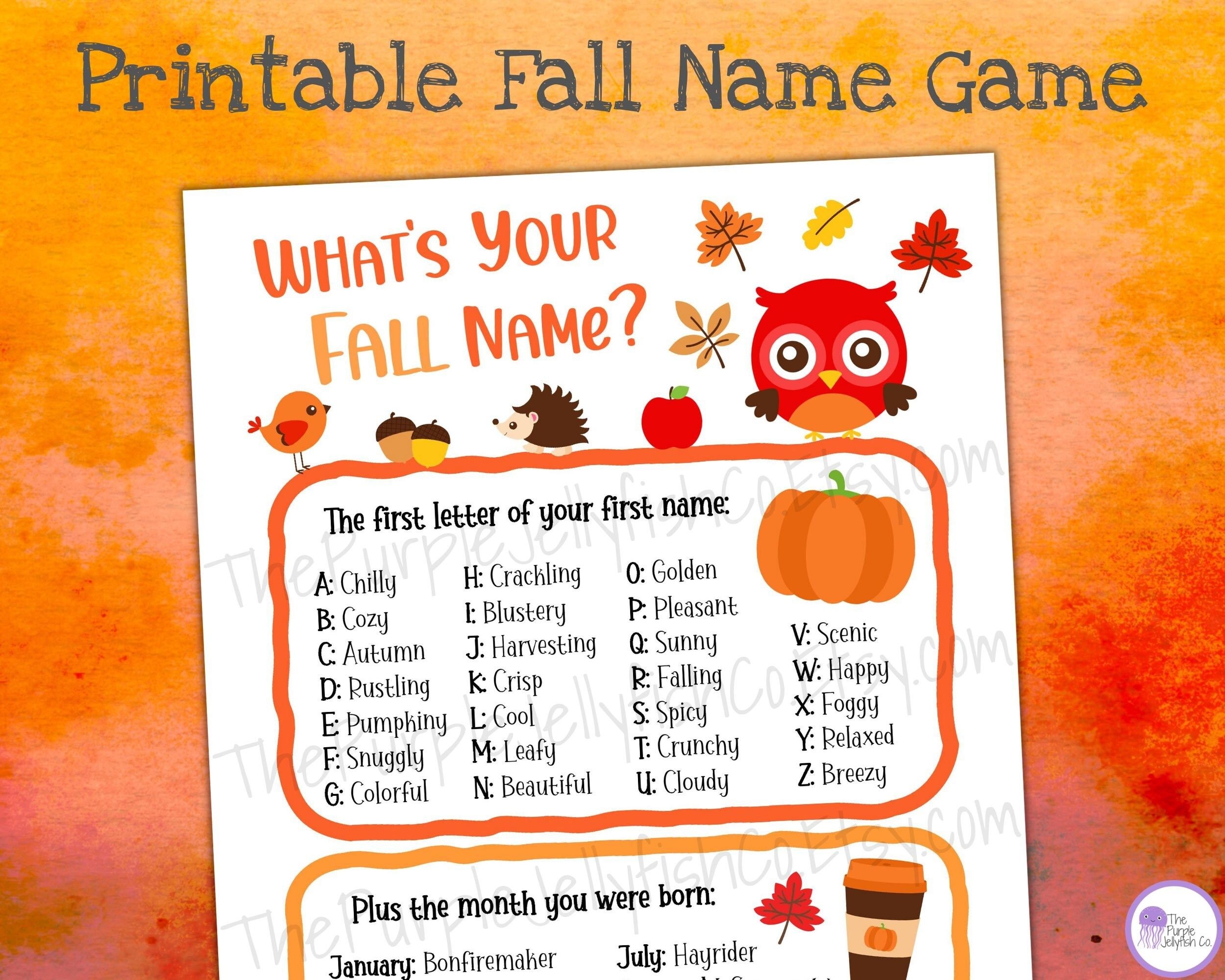 Fall Name Generator What 39 s Your Name Sign Name Tags Fall Game For