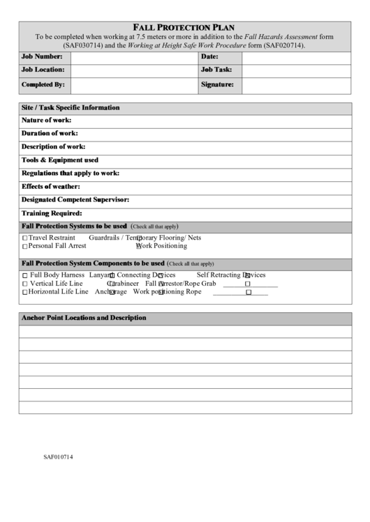 Fall Protection Plan Template Printable Pdf Download
