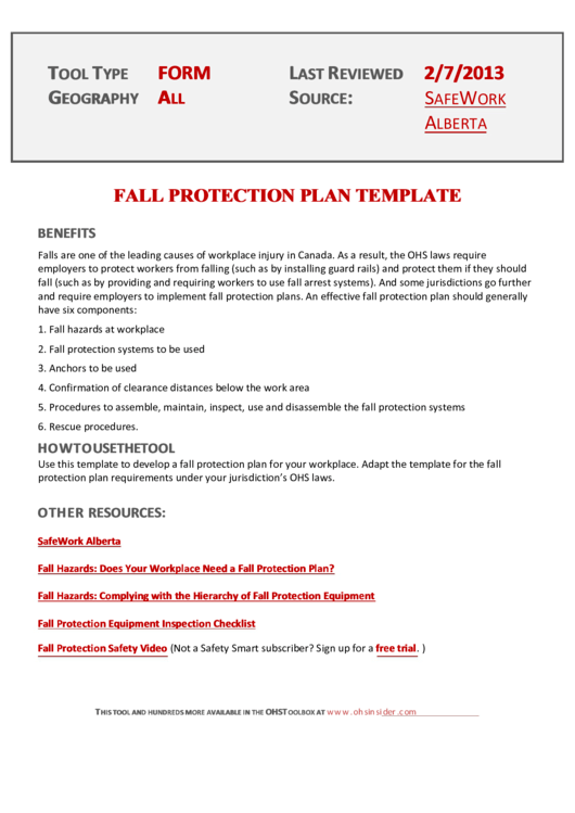 Fall Protection Plan Template Printable Pdf Download