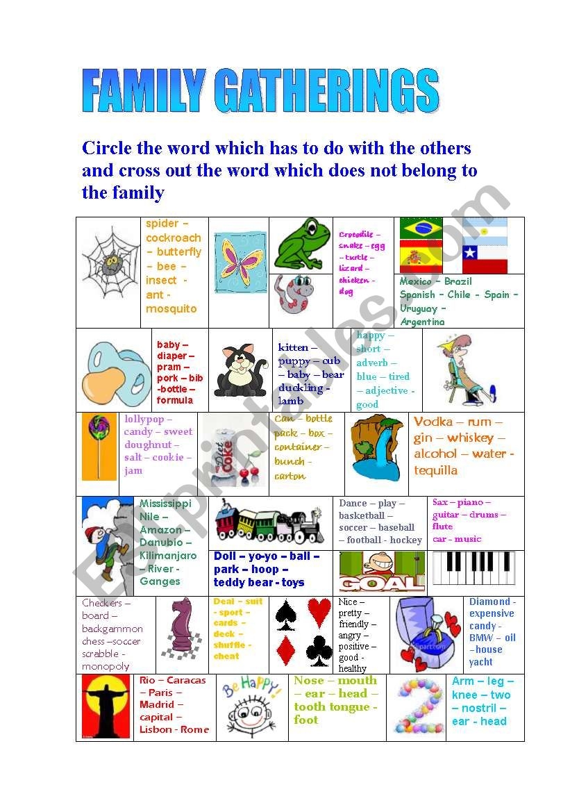 FAMILY GATHERINGS ESL Worksheet By Luisaluisa