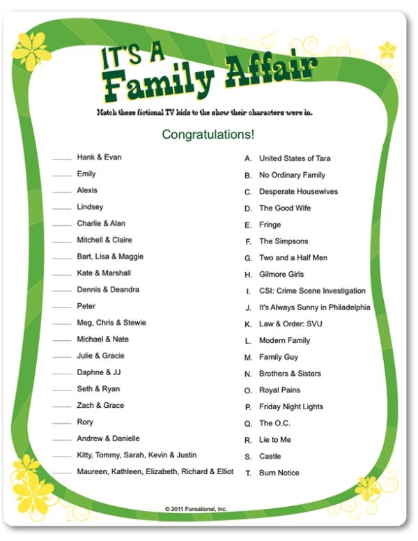 Family Reunion Printable Games Printable Calendars AT A GLANCE