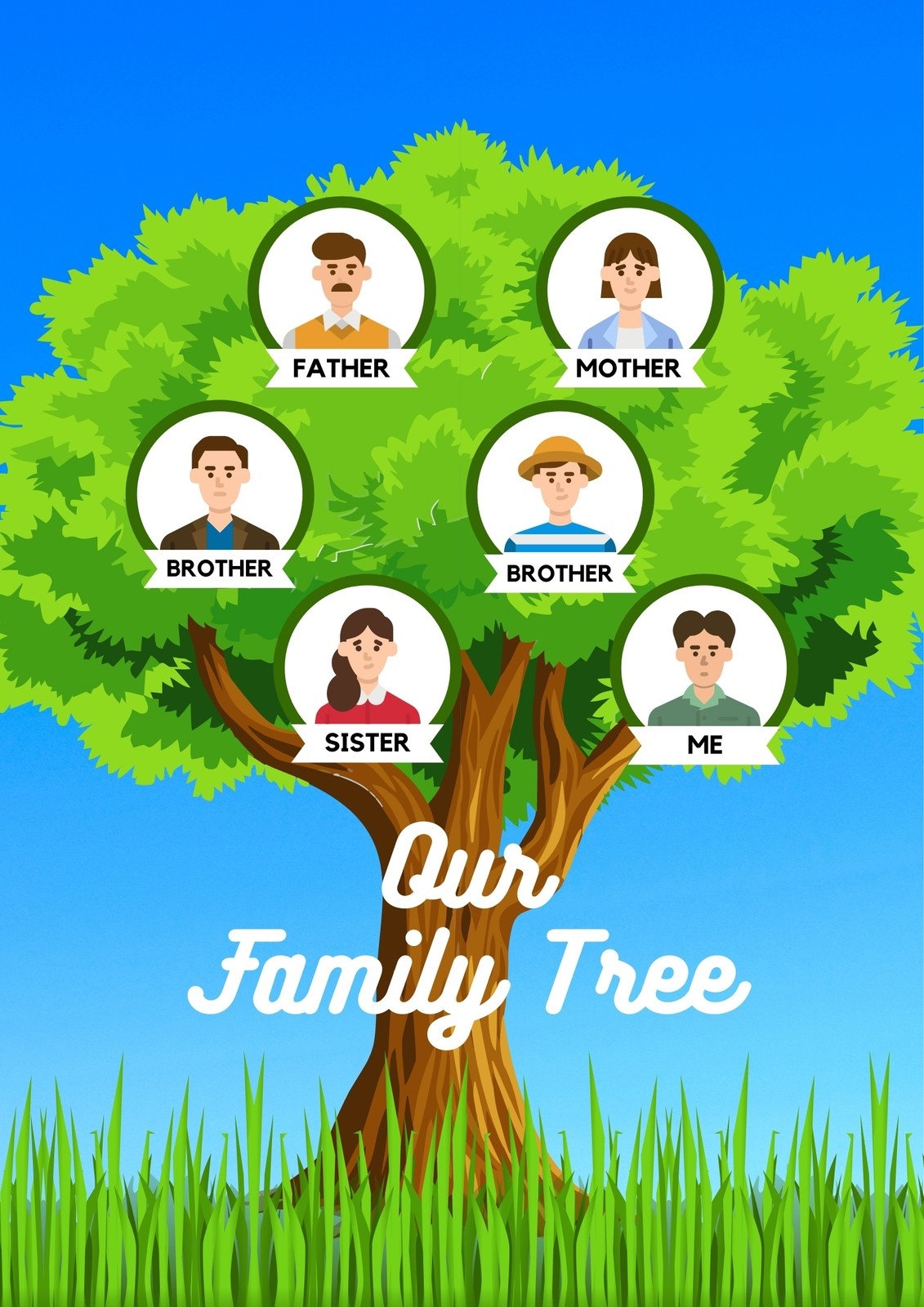 printable family tree design for 6 members