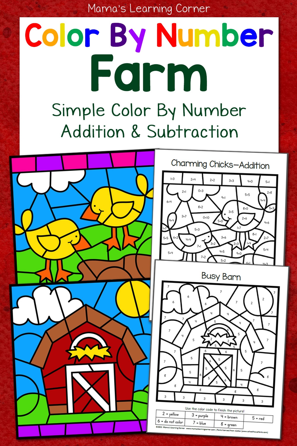 Farm Color By Number Printables