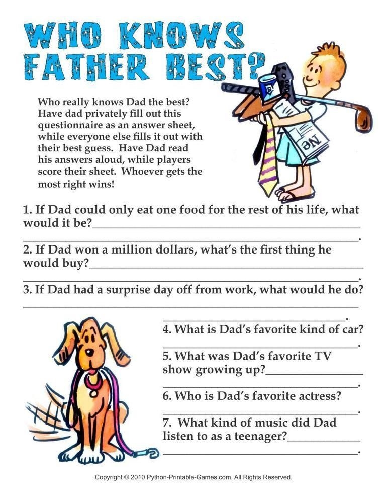 Father 39 s Day Games Printable