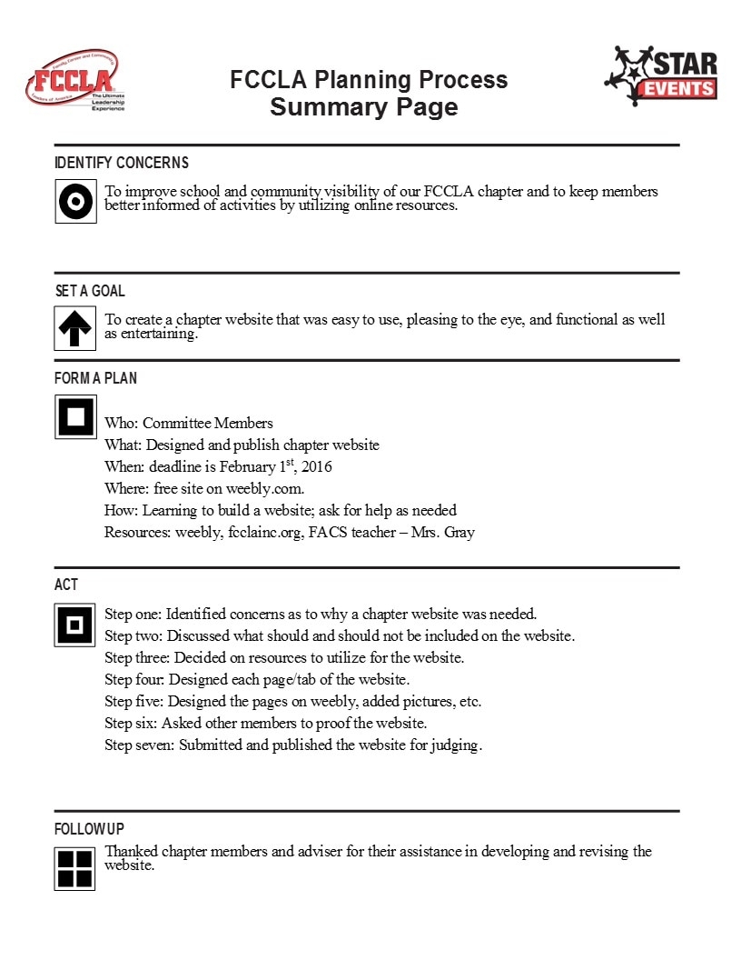fccla planning process template