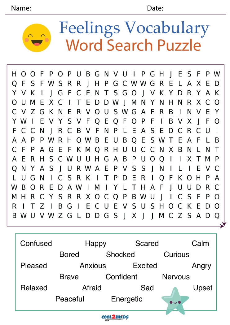 Feelings And Emotions Word Search Printable Printable Word Searches 