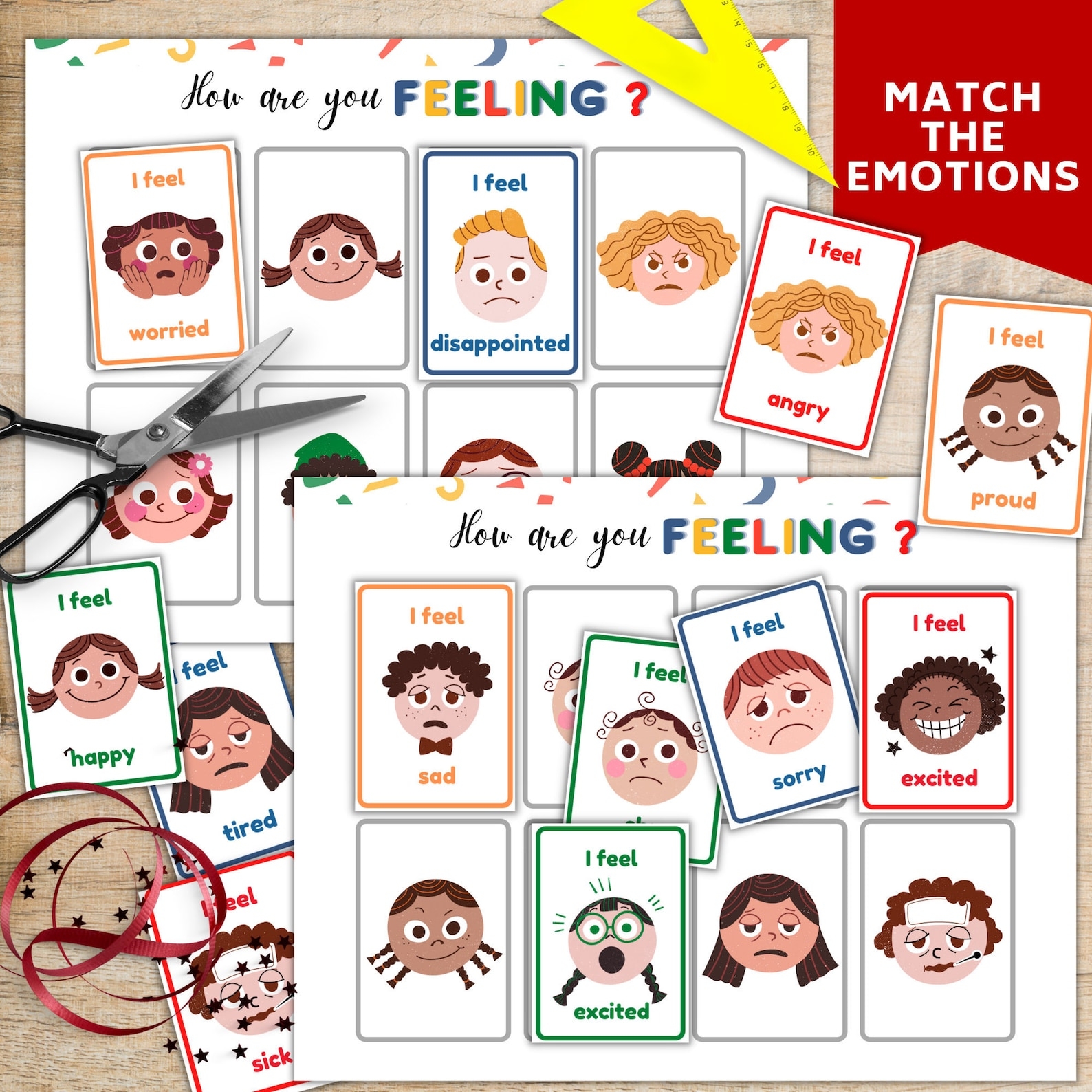 Feelings Matching Game Printable
