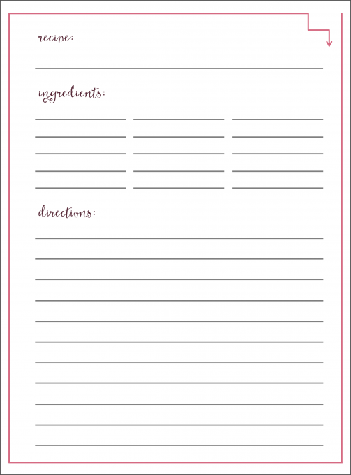 Fill In Blank Printable Editable Recipe Card Template