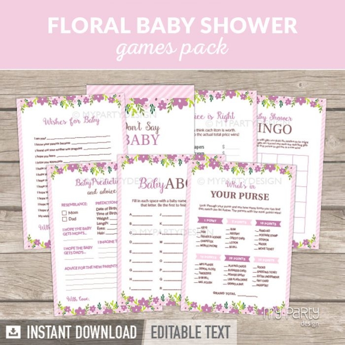 Floral Baby Shower Games Printable PDF My Party Design