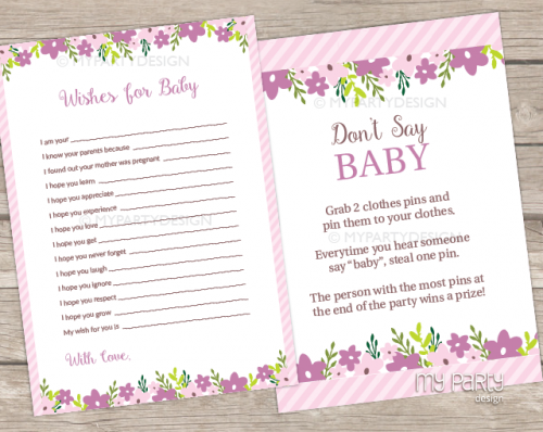 Floral Baby Shower Printable Baby Shower Games Pack My Party Design