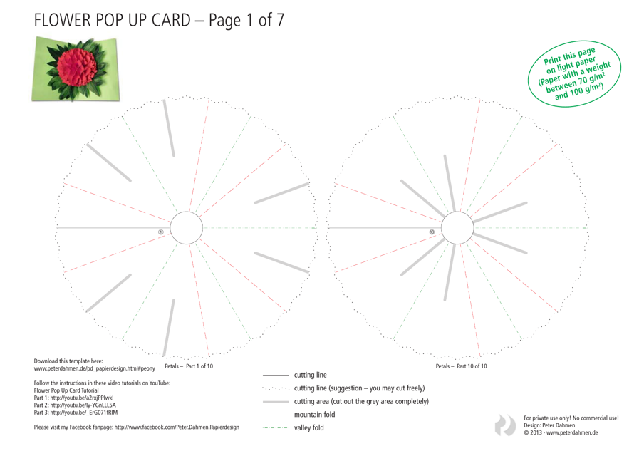 Flower Pop Up Card Template Peter Dahmen Download Printable PDF 