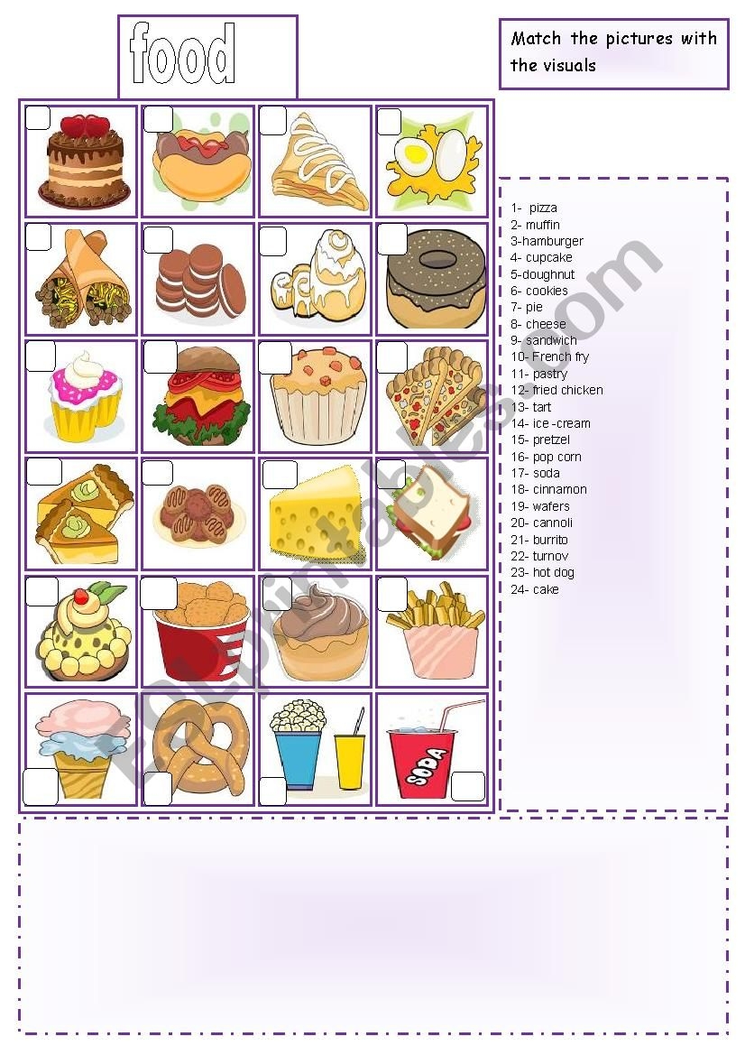 Food Matching Game Printable
