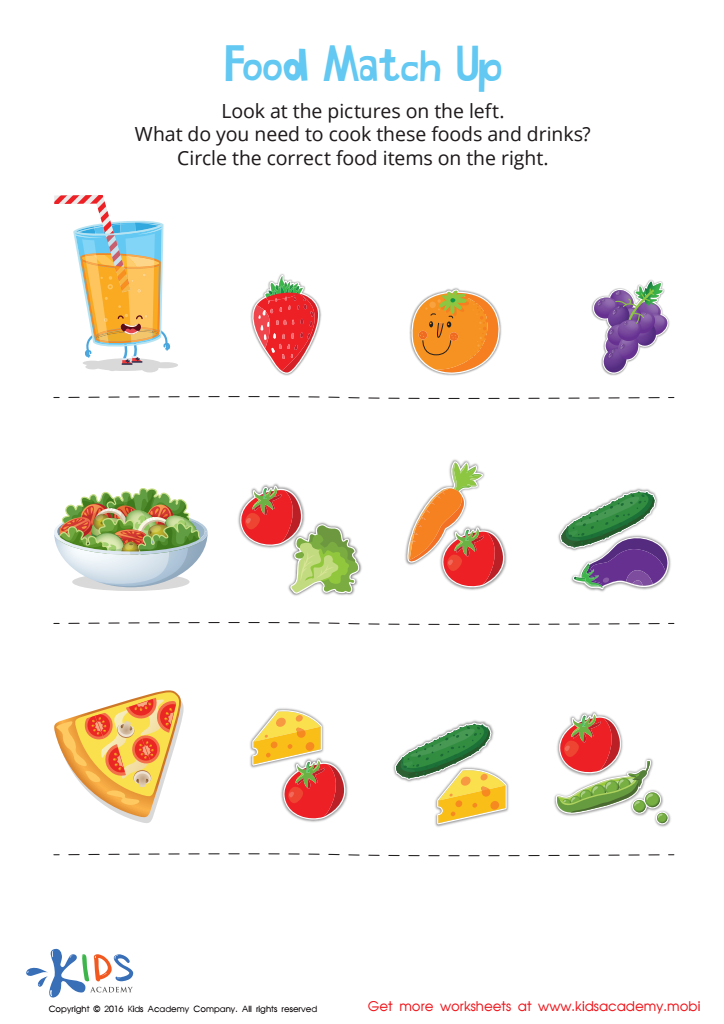 free printable food matching games