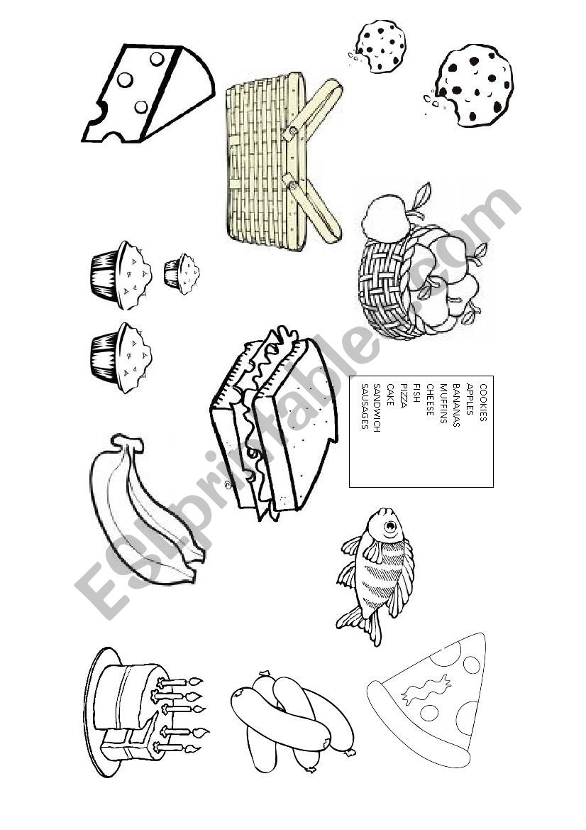 Food picnick Read And Match ESL Worksheet By Enea01