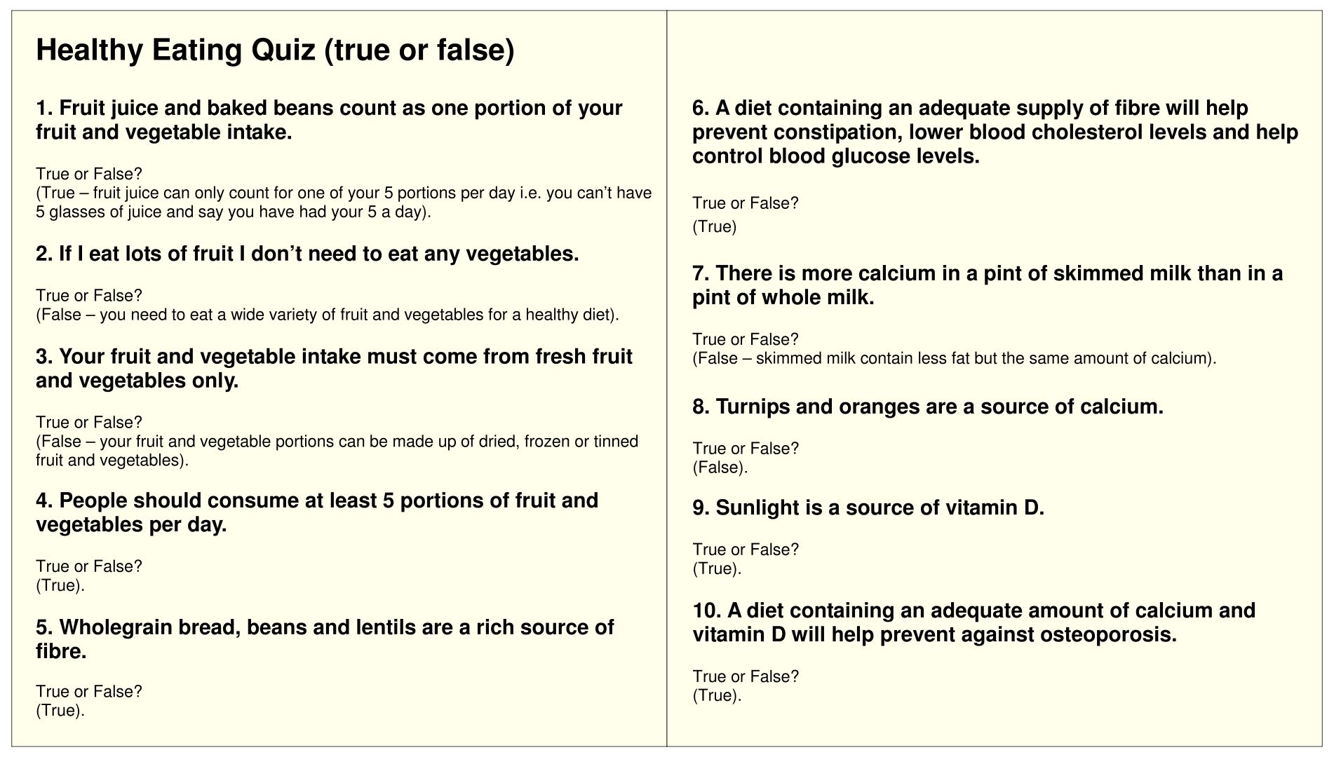 Food Trivia 10 Free PDF Printables Printablee