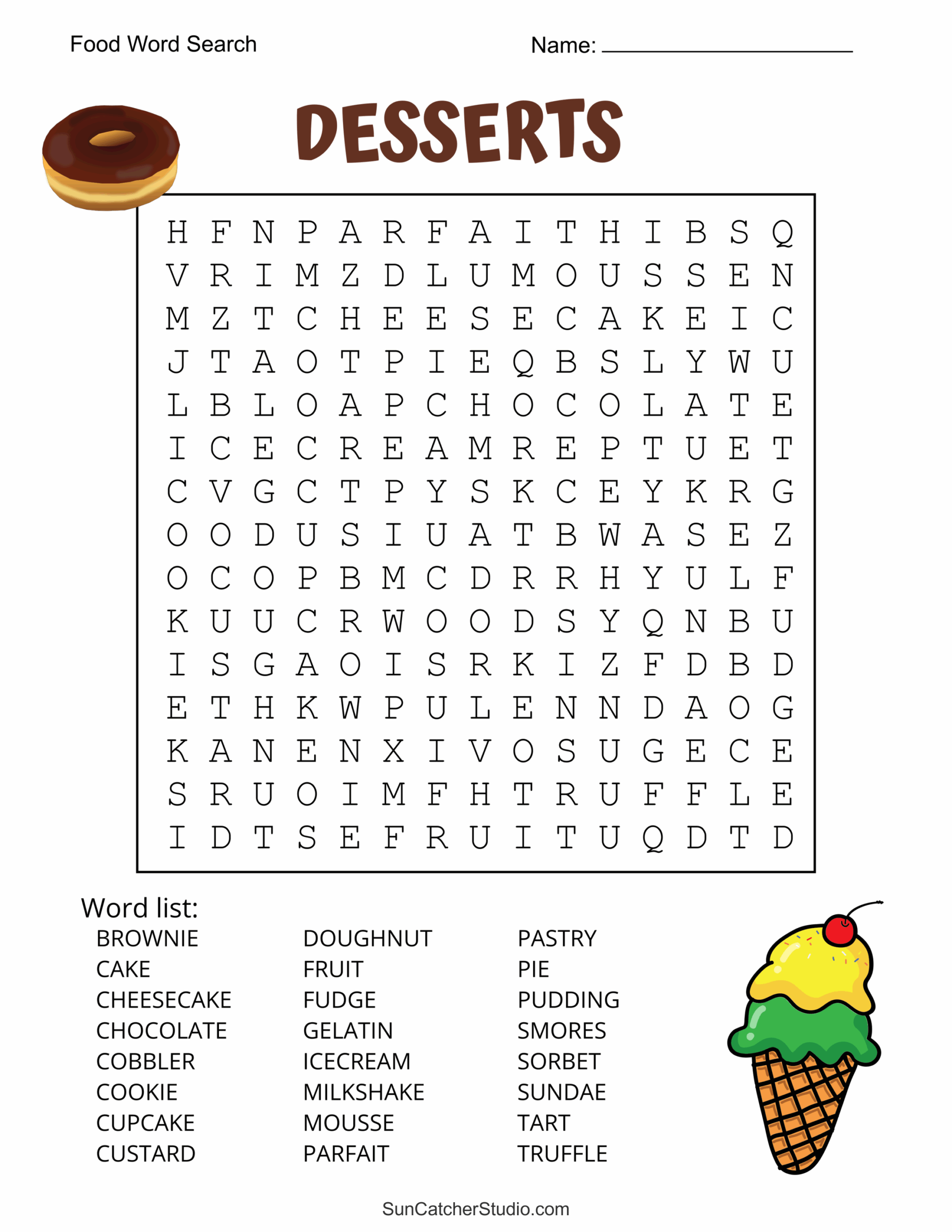 free printable food games for adults