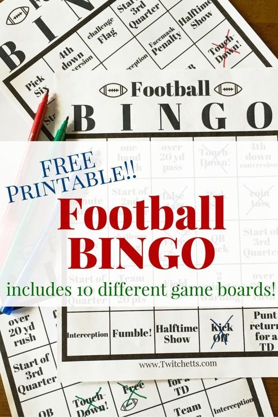 Football Bingo Free Printable Game Boards Free Printable Games 