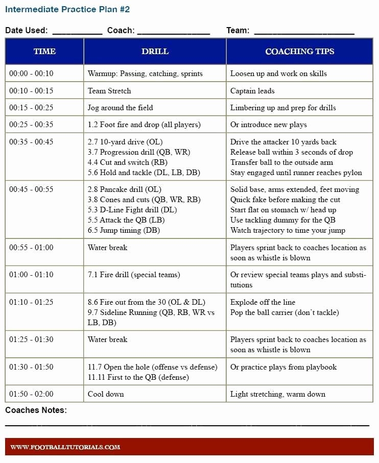 Football Practice Plan Template Excel Peterainsworth