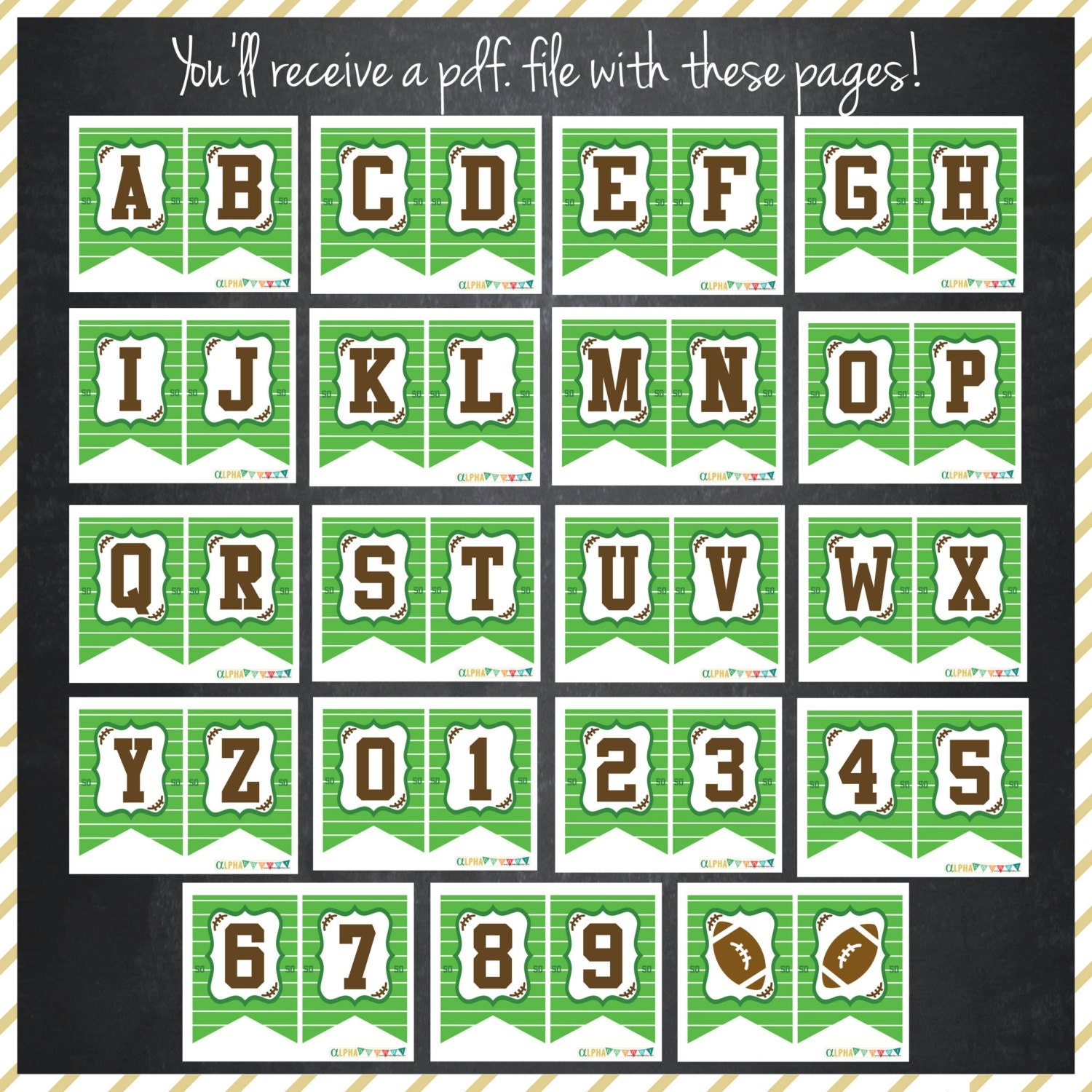 Football Printable Alphabet Banner Instant Download