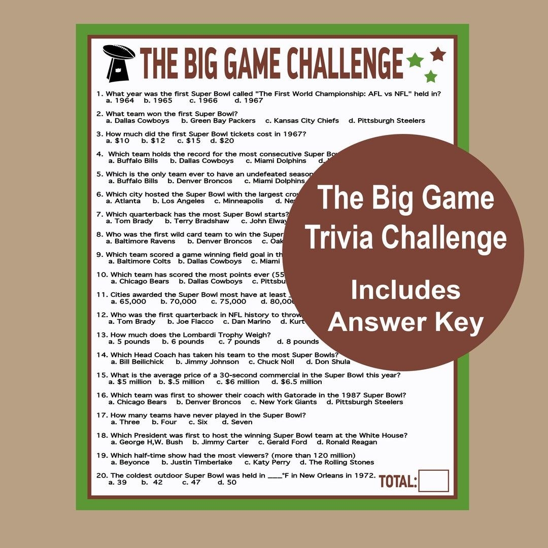 free printable football trivia games