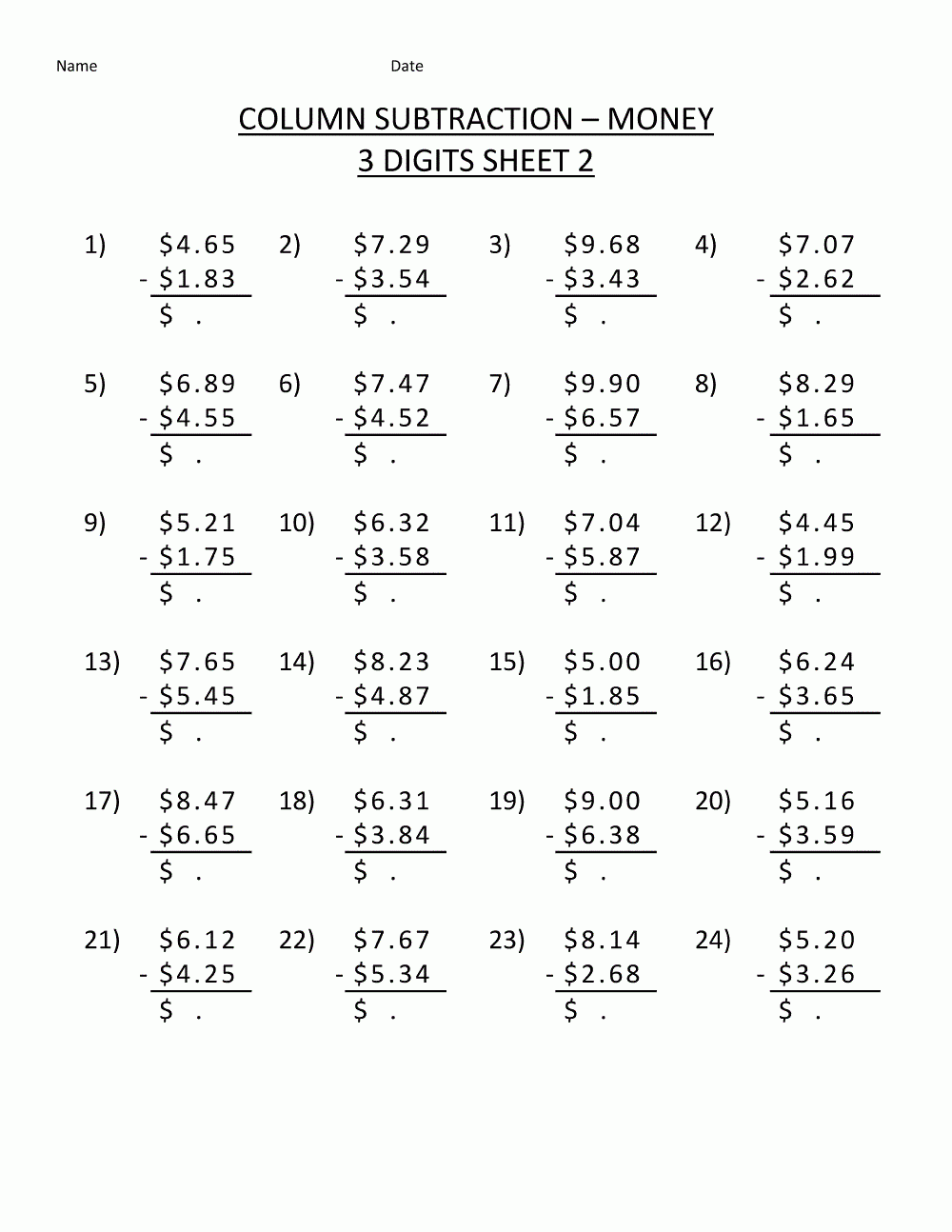 Fourth Grade Math Worksheets With Mixed Review Learning Printable