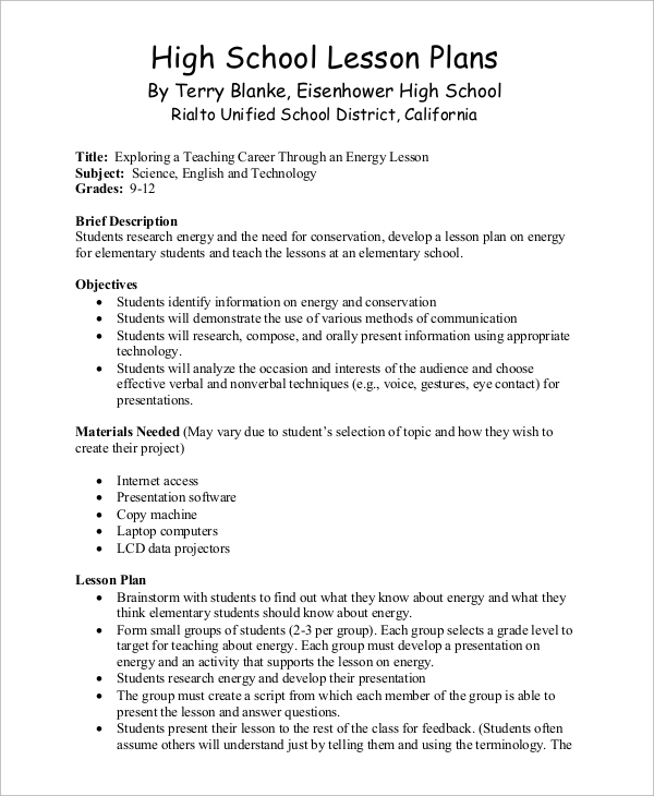 FREE 13 Sample Lesson Plan Templates In MS Word PDF