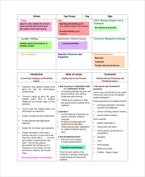 FREE 13 Sample Lesson Plan Templates In MS Word PDF