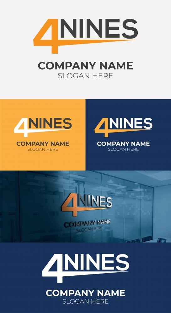 Free 4 Nines Letter Monogram Logo Design GraphicsFamily