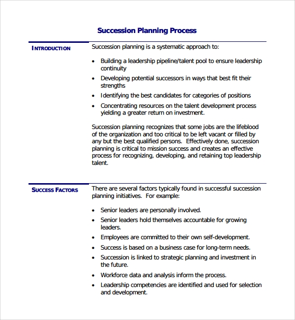 FREE 9 Sample Succession Planning Templates In PDF MS Word