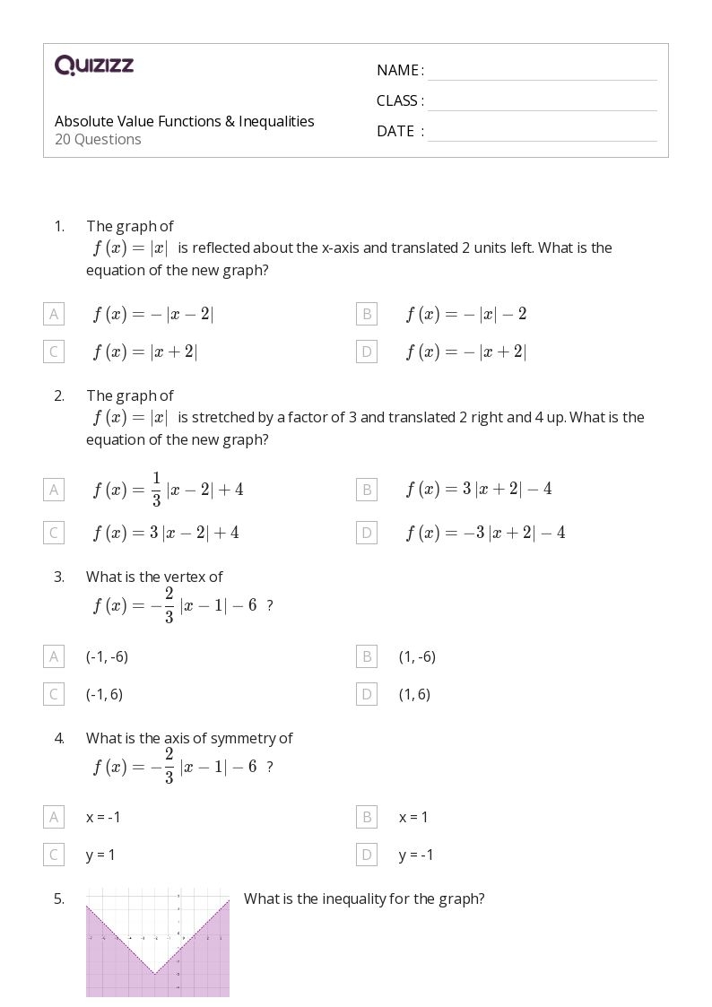 Free Absolute Value Equations And Inequalities Worksheet Download Free 