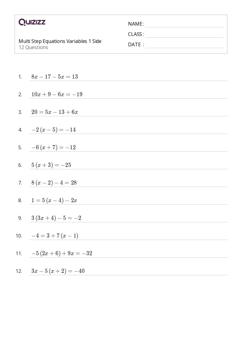 Free Algebra 1 Multi Step Equations Worksheet Download Free Algebra 1 