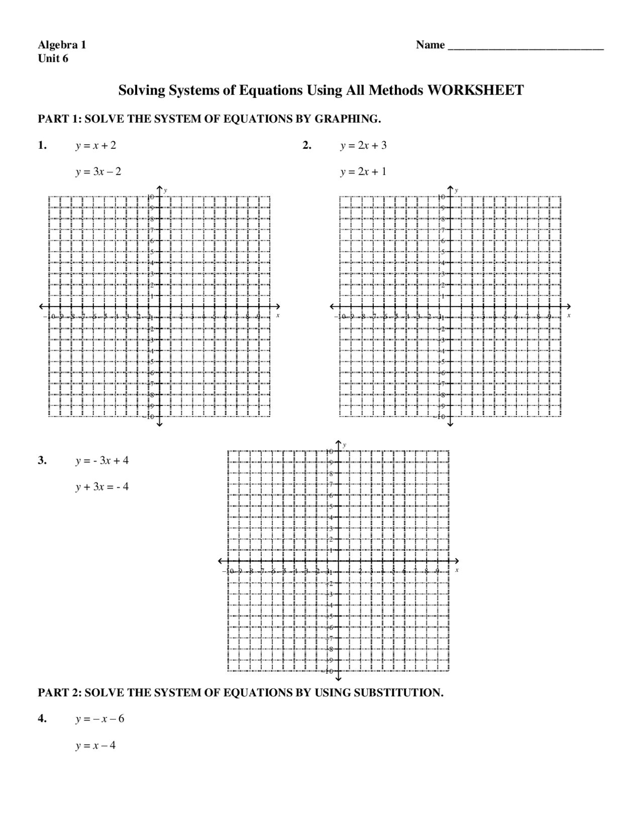 Free Algebra 1 Systems Of Equations Worksheet Download Free Algebra 1 