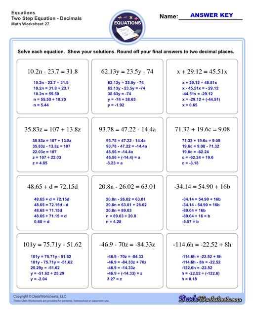 Free Algebra 2 Step Equation Worksheet Download Free Algebra 2 Step 