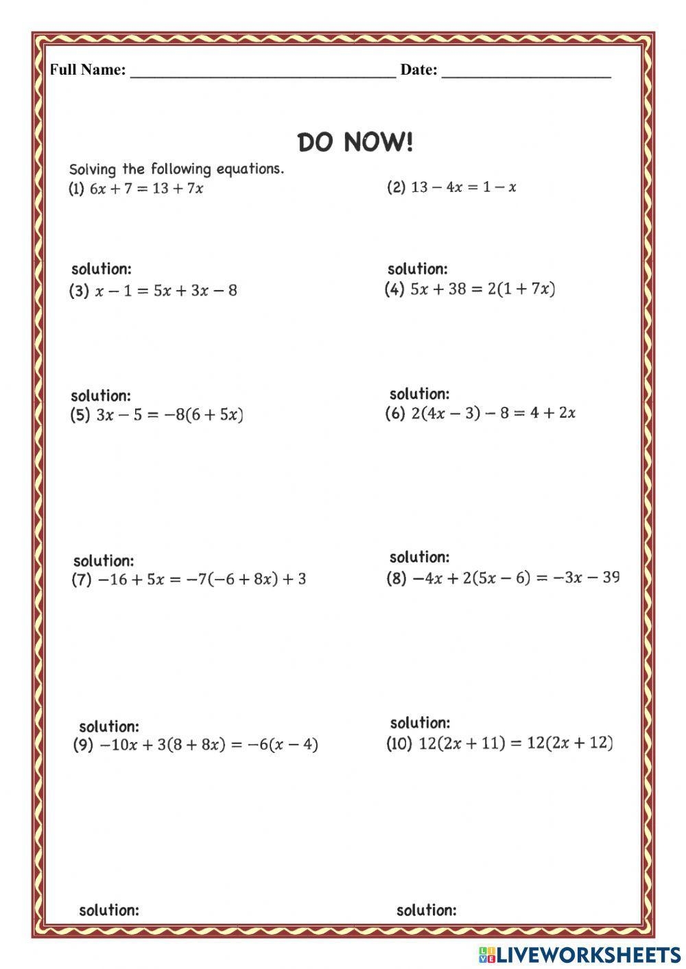 Free Algebra Worksheets Printables With Answers Worksheets Library