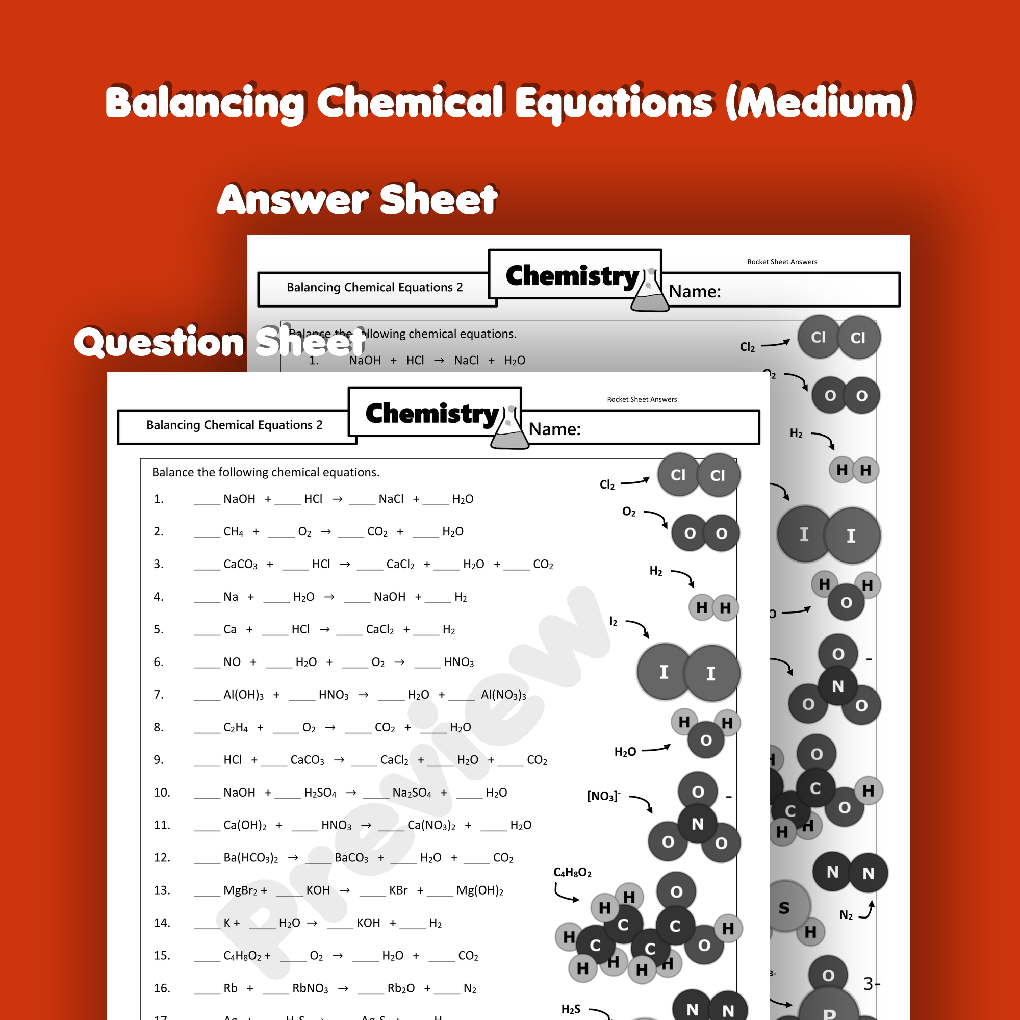balancing chemical equations worksheet with answer key