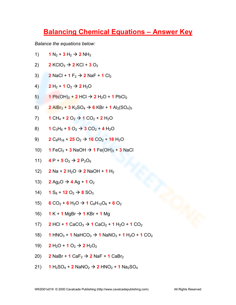 answer key balancing equations worksheet answers