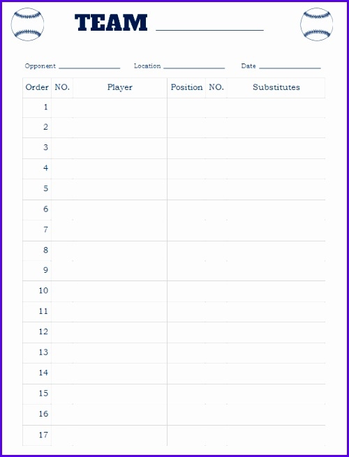 Free Baseball Lineup Card Template Excel Free Templates Printable