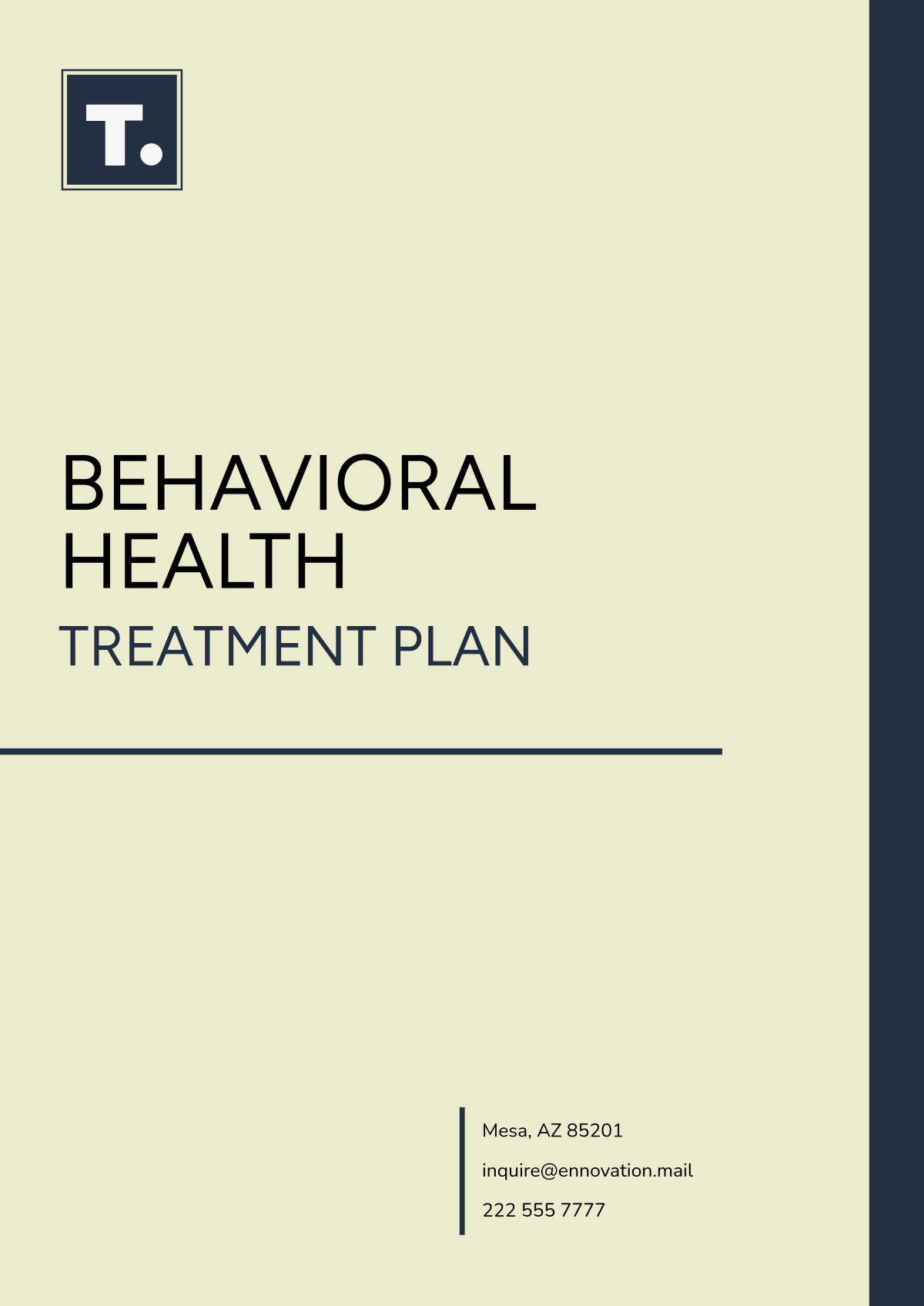 behavioral health treatment plan template