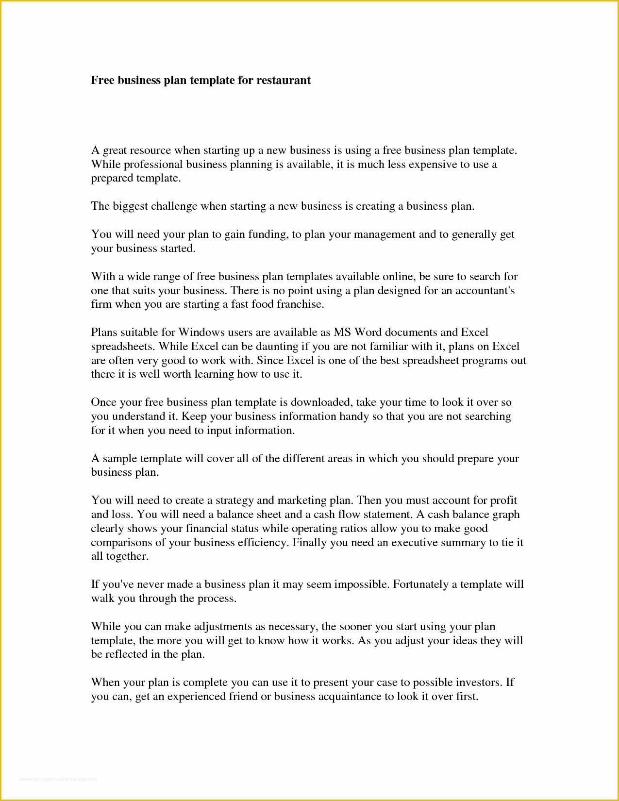 Free Business Plan Template Doc Of Free Printable Business Plan 