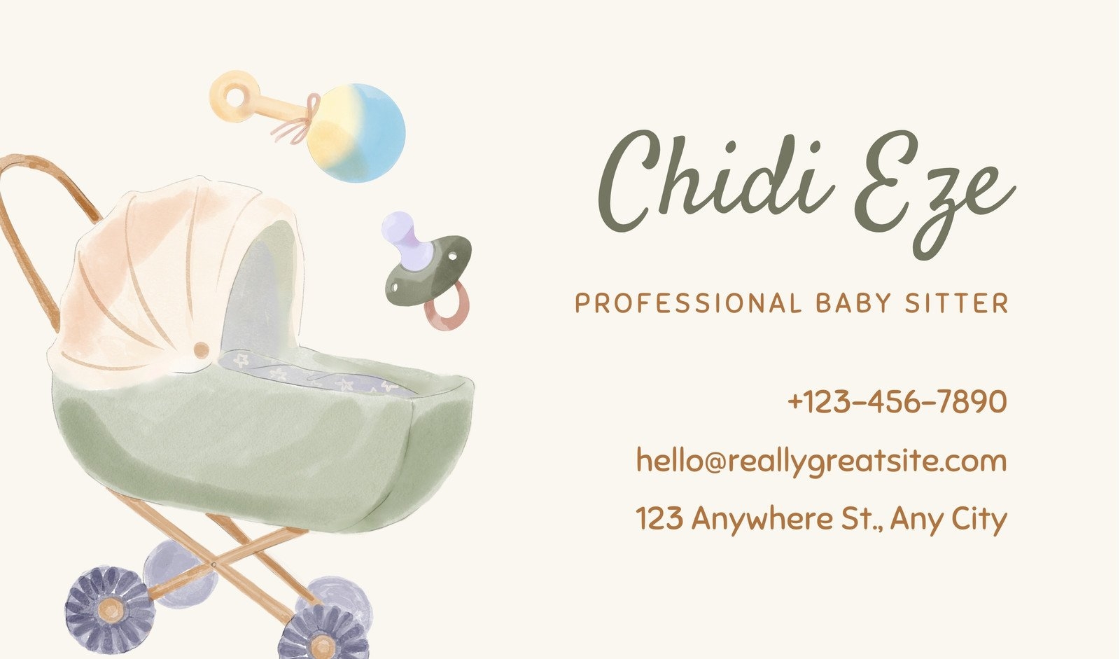 Free Custom Printable Babysitting Business Card Templates Canva