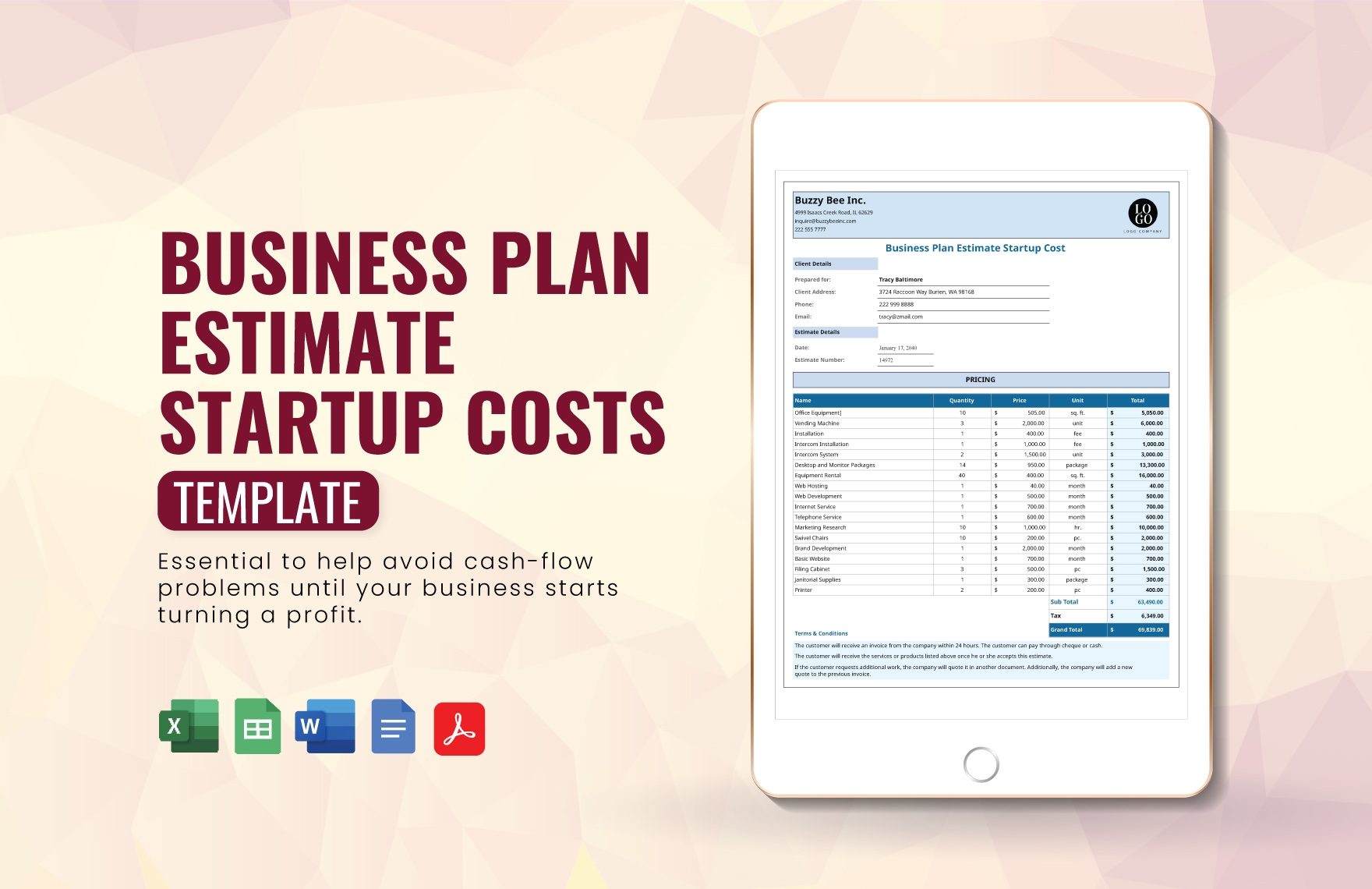 excel business plan template