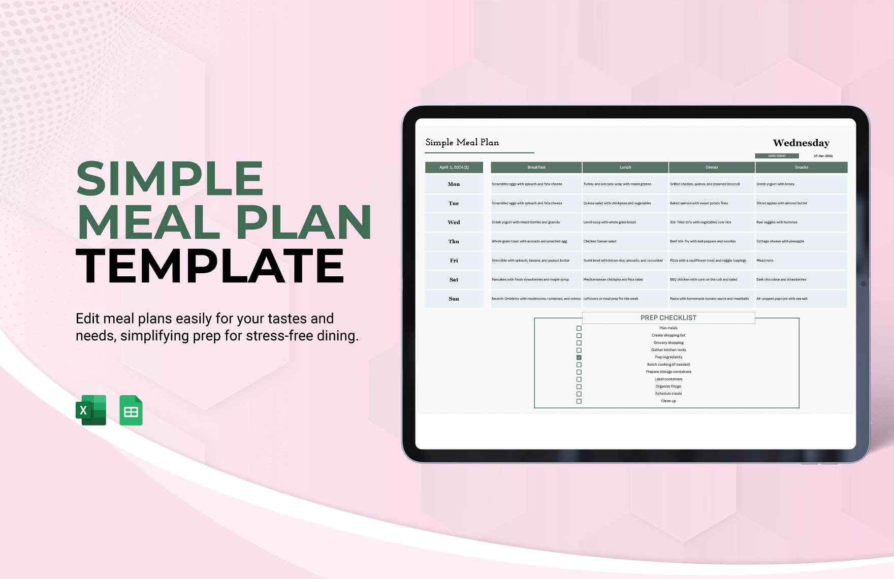 Free Editable Meal Plan Templates In Excel To Download