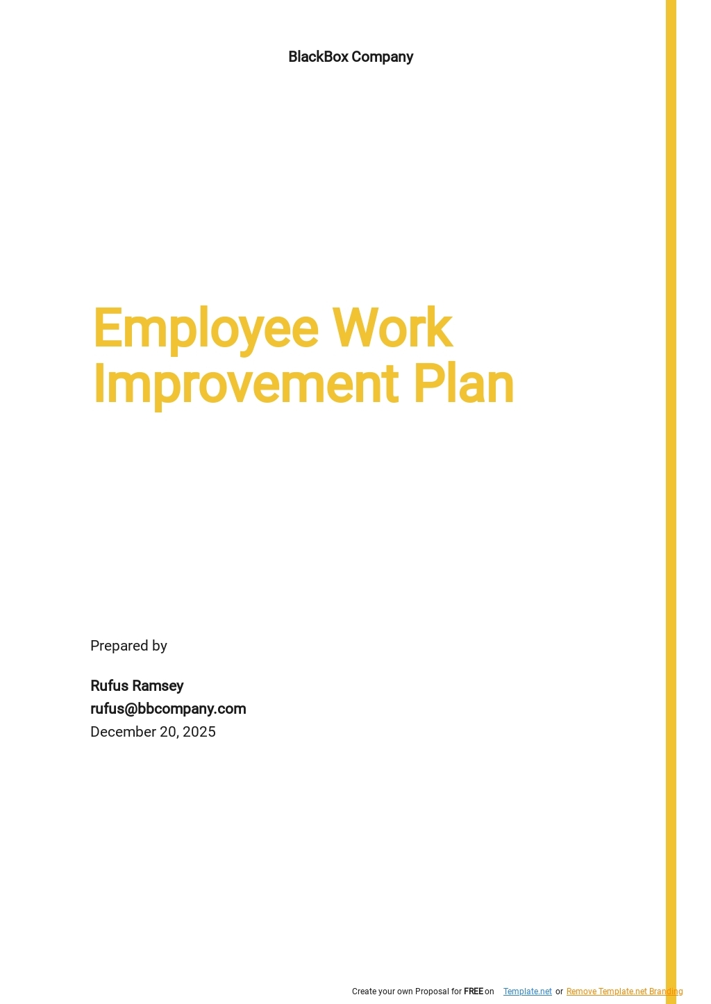 Free Employee Work Performance Improvement Plan Template Google Docs 