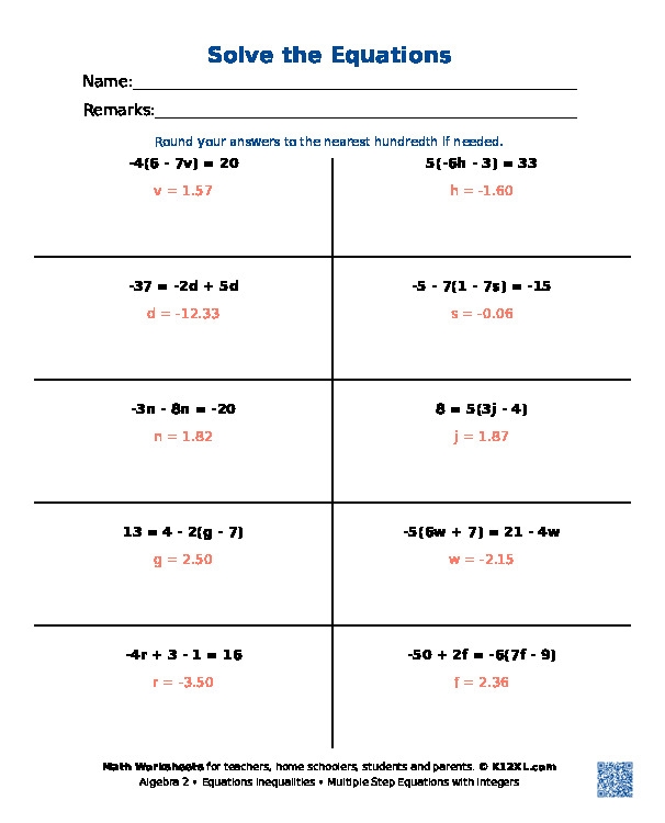 Free Equations Inequalities Worksheets Of Algebra 2 Worksheets 