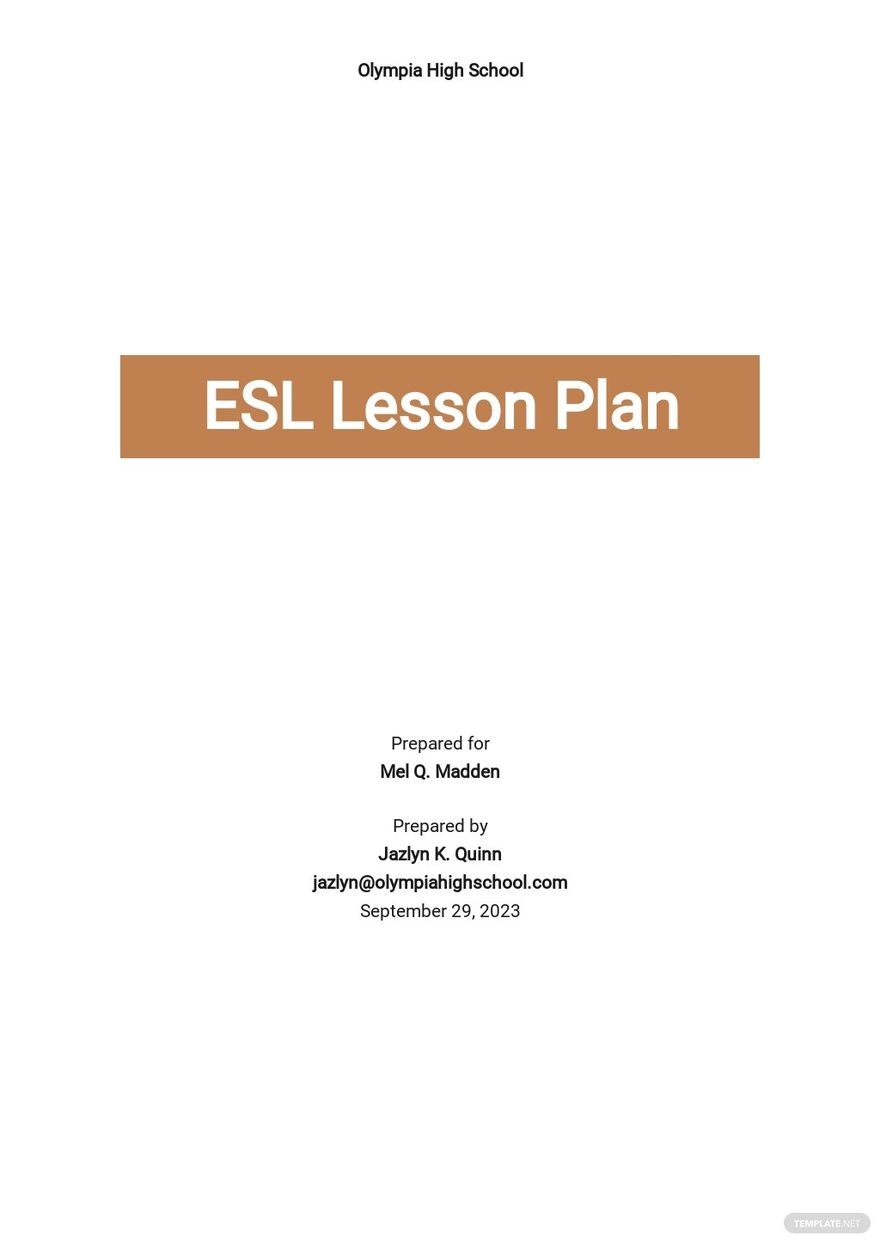 Free ESL Daily Lesson Plan Template Google Docs Word Apple Pages 
